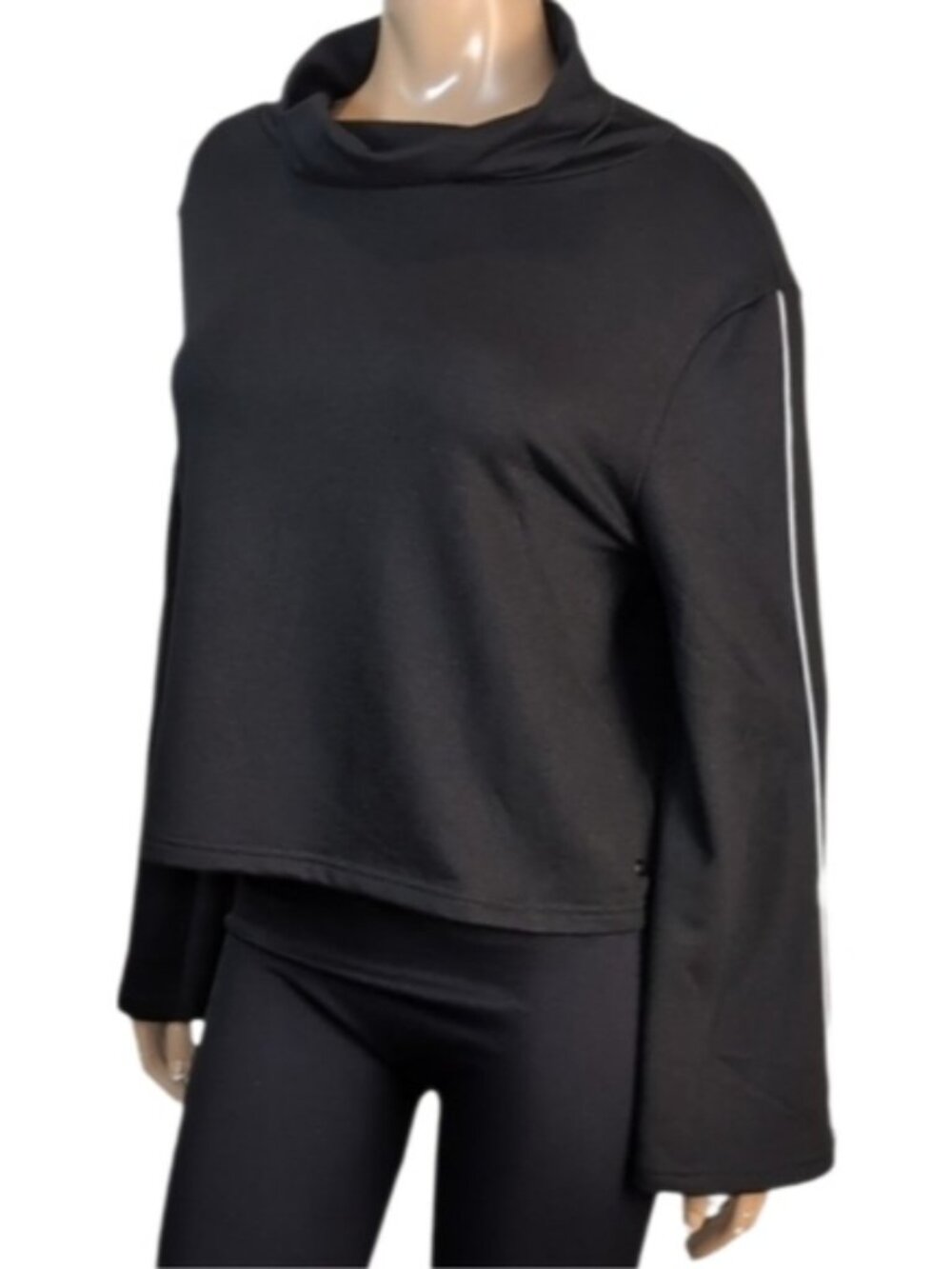 💠Gottex Black Cowl Neck Sweater Womens XS Oversized Flare Sleeve Athleisure